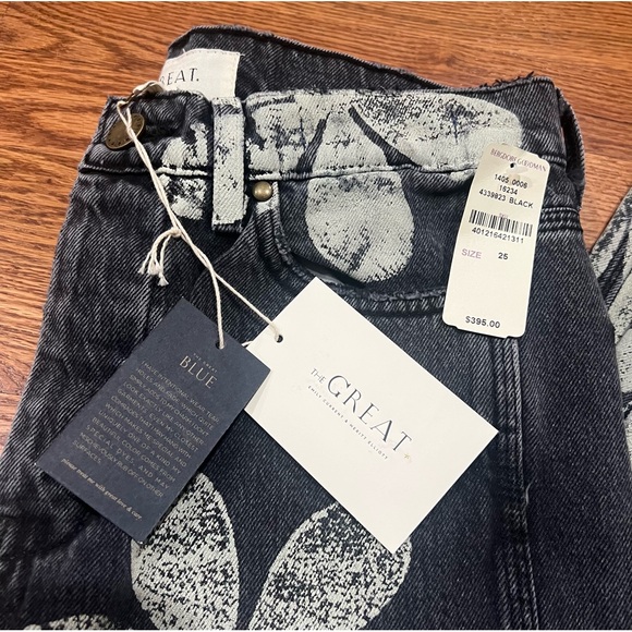 $395 The Great The Hero Black Daisy Stamp Jean Women's Size 25 Made In Usa - Picture 13 of 16